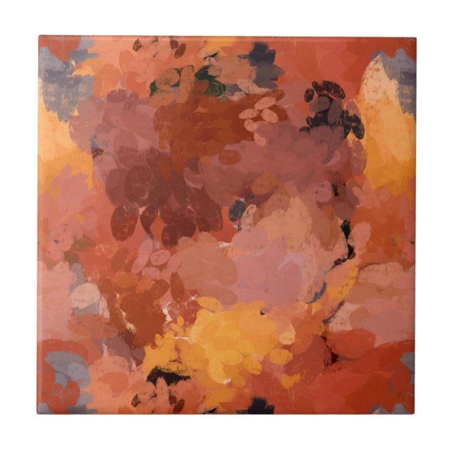 Modern Abstract Watercolor Autumn Art Tile (Front)