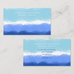 Modern Abstract Watercolor Blue Business Makeup Card
