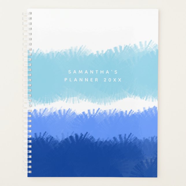 Modern Abstract Watercolor Blue Tones Appointment  Planner (Front)
