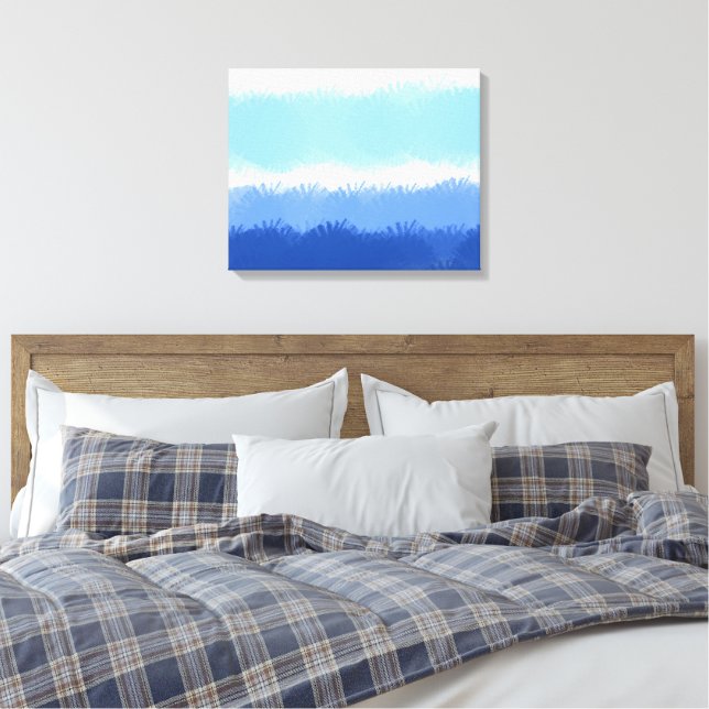 Modern Abstract Watercolor Blue Tones  Canvas Print (Insitu(Bedroom))