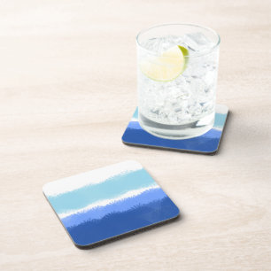 Modern Abstract Watercolor Blue Tones Coaster