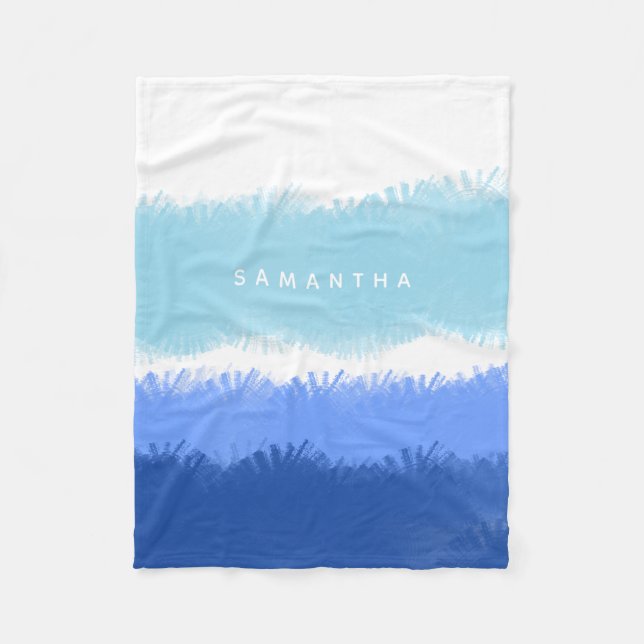 Modern Abstract Watercolor Blue Tones  Fleece Blanket (Front)