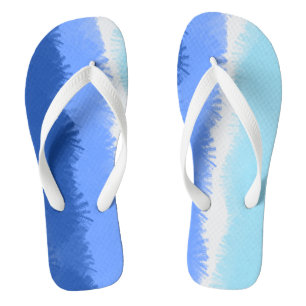 Modern Abstract Watercolor Blue Tones Flip Flops