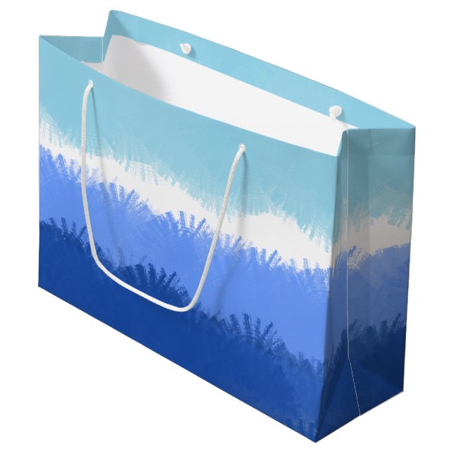 Modern Abstract Watercolor Blue Tones Large Gift Bag (Front Angled)