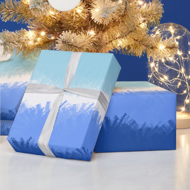 Modern Abstract Watercolor Blue Tones  Wrapping Paper (Holidays)