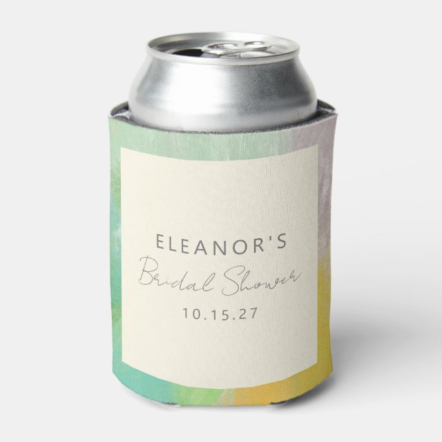 Modern Abstract Watercolor Bridal Shower Custom Can Cooler (Can Front)
