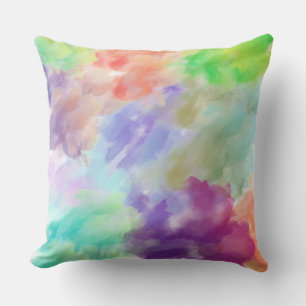 Modern Abstract Watercolor Clouds Colourful Pastel Throw Pillow