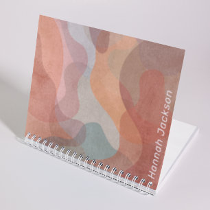 Modern Abstract Watercolor Colourful Monogram Name Notebook