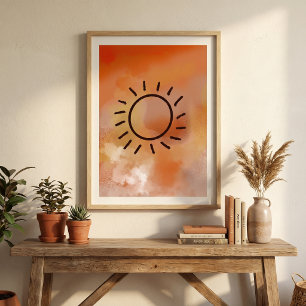 modern abstract watercolor contemporary circle poster