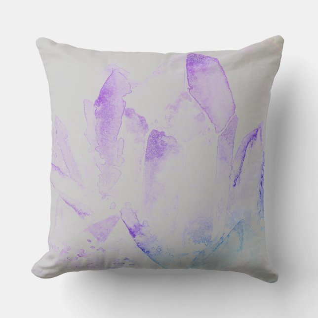 *~* Modern Abstract Watercolor Crystals New Age Throw Pillow (Front)
