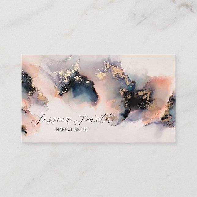 modern abstract watercolor ink business card (Front)