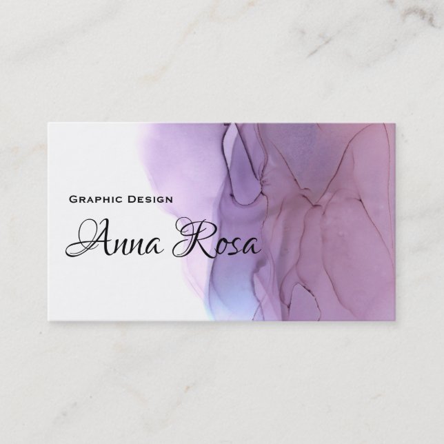 *~* Modern Abstract Watercolor Magenta Lavender Business Card (Front)