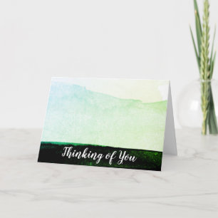 *~* Modern Abstract Watercolor Mint Green Black Card
