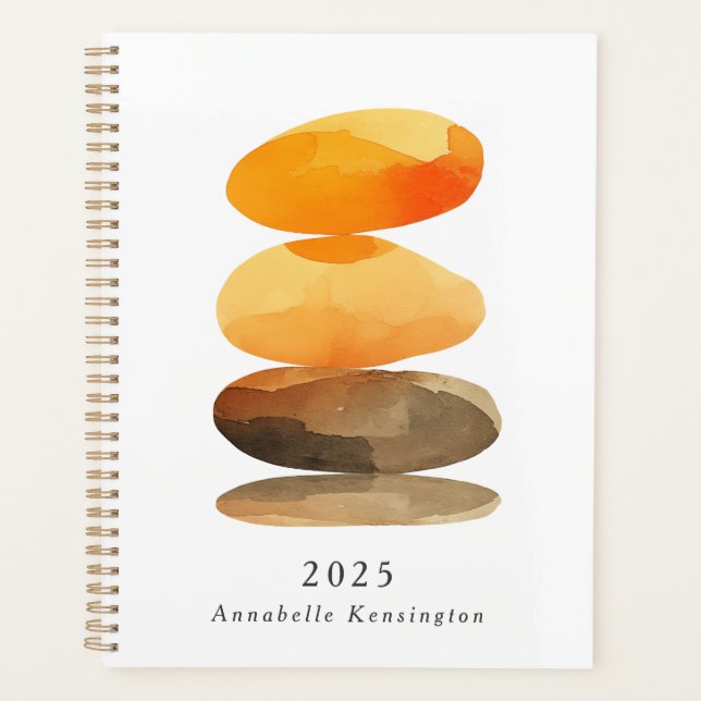 Modern Abstract Watercolor Personalized Name Year Planner (Front)