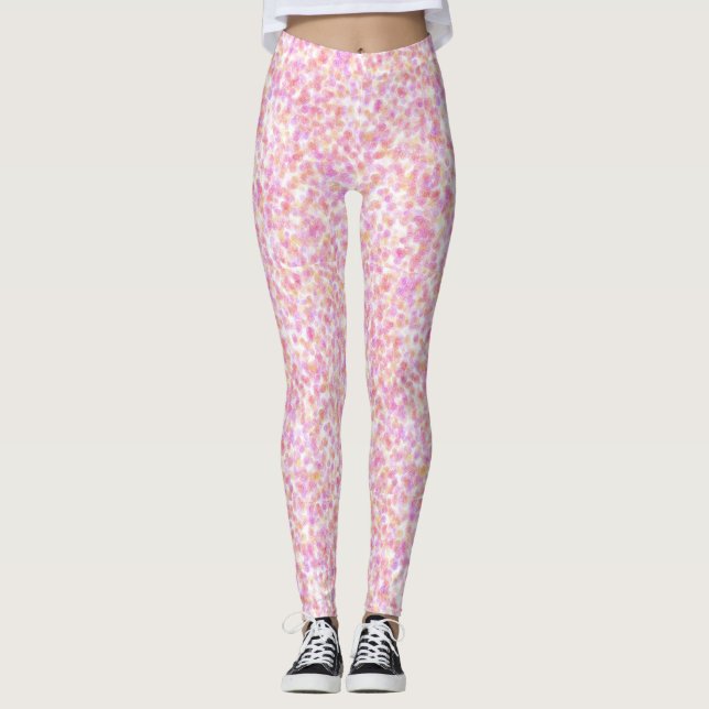 Modern Abstract Watercolor Pink Yellow Spots   Leggings (Front)