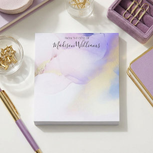 Modern Abstract Watercolor Purple Gold Name Script Notepad