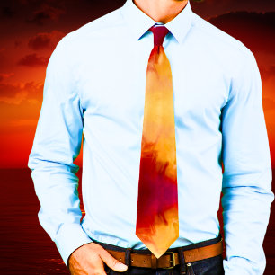 Modern Abstract Watercolor Rust Orange Neck Tie