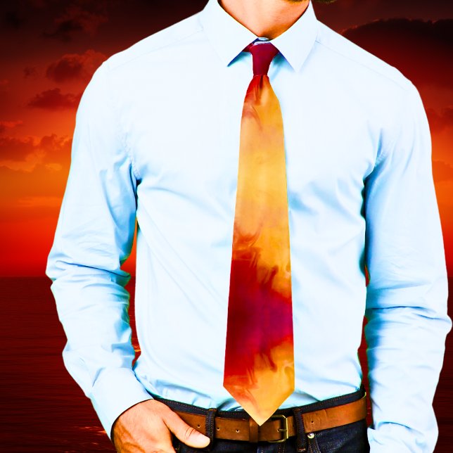 Modern Abstract Watercolor Rust Orange Neck Tie (Modern Abstract Watercolor Rust Orange Neck Tie)