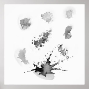 Modern Abstract watercolor splashes shades Grey 2 Poster