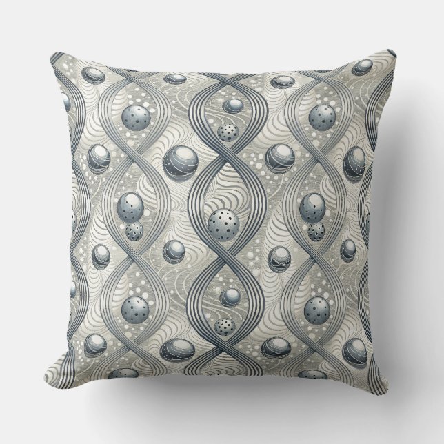 Modern Abstract Wave Spheres Futuristic Pattern Throw Pillow (Front)