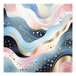 Modern abstract wavy duck green pink pattern photo print