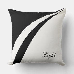 Modern Abstract Wavy Lines on Black & White Throw Pillow