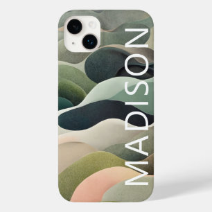 Modern Abstract Wavy Pattern Personalized Name Case-Mate iPhone 14 Plus Case