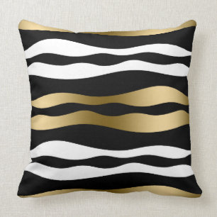 Modern Abstract Wavy Stripes Pattern Throw Pillow