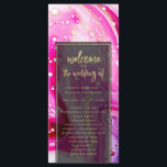 "modern abstract wedding program<br><div class="desc">Inky Splash Pink Marble with Gold foil Painted Alcohol Ink background texture, gold foil look veins and streaky lines, and lots of cells and dots. A super trendy ultra Modern Luxe Look for any season, with bright colourful colour palette : Black, hot pink, blush pink, magenta, purple, White, and gold,...</div>