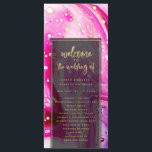 "modern abstract wedding program<br><div class="desc">Inky Splash Pink Marble with Gold foil Painted Alcohol Ink background texture, gold foil look veins and streaky lines, and lots of cells and dots. A super trendy ultra Modern Luxe Look for any season, with bright colourful colour palette : Black, hot pink, blush pink, magenta, purple, White, and gold,...</div>