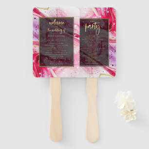 "modern abstract wedding program hand fan