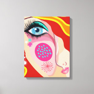 Modern Abstract Whimsical Face Fine Art Canvas Print