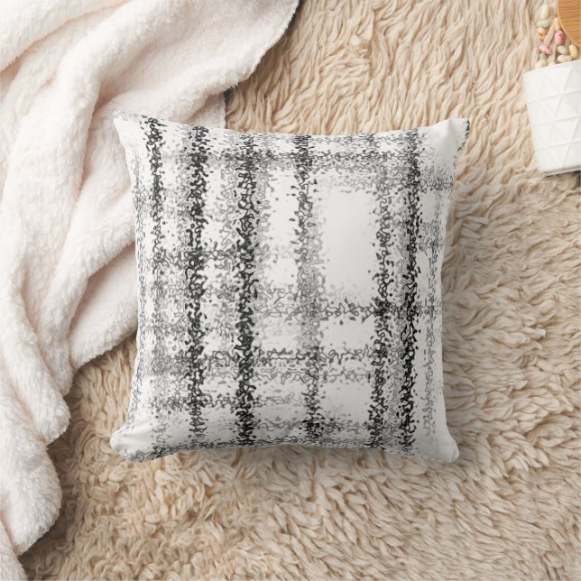 Modern Abstract White and Black Geometric Accent  Throw Pillow (Blanket)