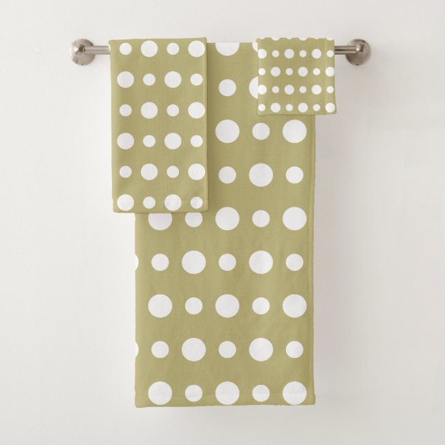 Modern Abstract White Polka Dots on Beige (En situation)