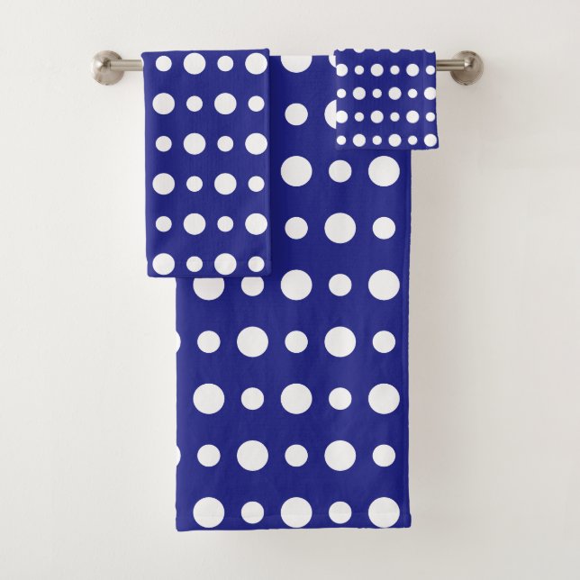 Modern Abstract White Polka Dots on Blue (En situation)