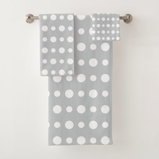 Modern Abstract White Polka Dots on Silver Gray (En situation)
