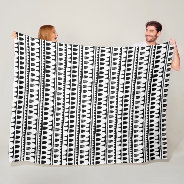 Modern abstract windows mullions black graphic   fleece blanket (In Situ)