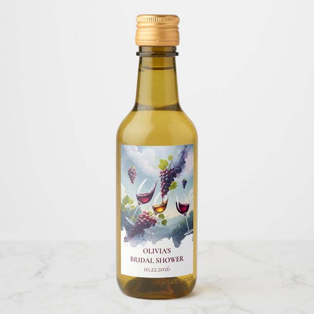 Modern Abstract Wine Glasses and Grapes Label (Front)