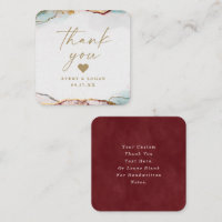 Modern Abstract Wine Red & Gold Wedding Thank You