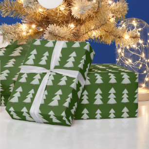 Modern Abstract Winter Christmas Tree Green Wrapping Paper