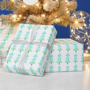 Modern Abstract Winter Christmas Tree Turquoise  Wrapping Paper