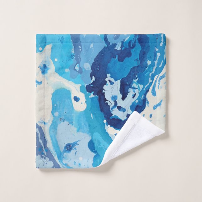 Modern abstract with pastel shades of blue ocean wash cloth (Wash Cloth)