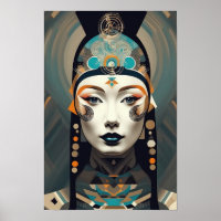 Modern Abstract Woman’s Portrait - Geometric Art