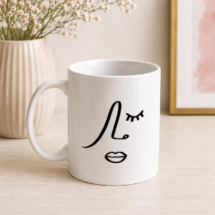 Modern Abstract Womans Face Minimalist Art Design Coffee Mug