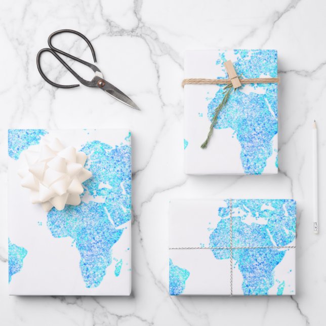 Modern abstract world map   wrapping paper sheet (Front)