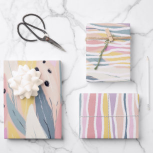 Modern Abstract Wrapping Paper Flat Sheet Set of 3