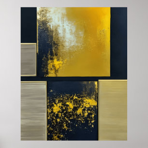 Modern Abstract yellow black lineal forms Poster