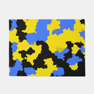 Modern Abstract Yellow Blue Black Pattern Design Doormat