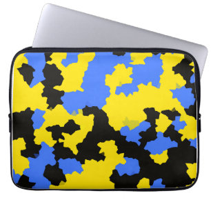 Modern Abstract Yellow Blue Black Pattern Design Laptop Sleeve