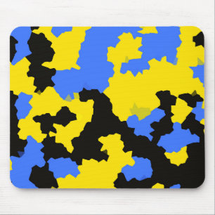 Modern Abstract Yellow Blue Black Pattern Design Mouse Pad